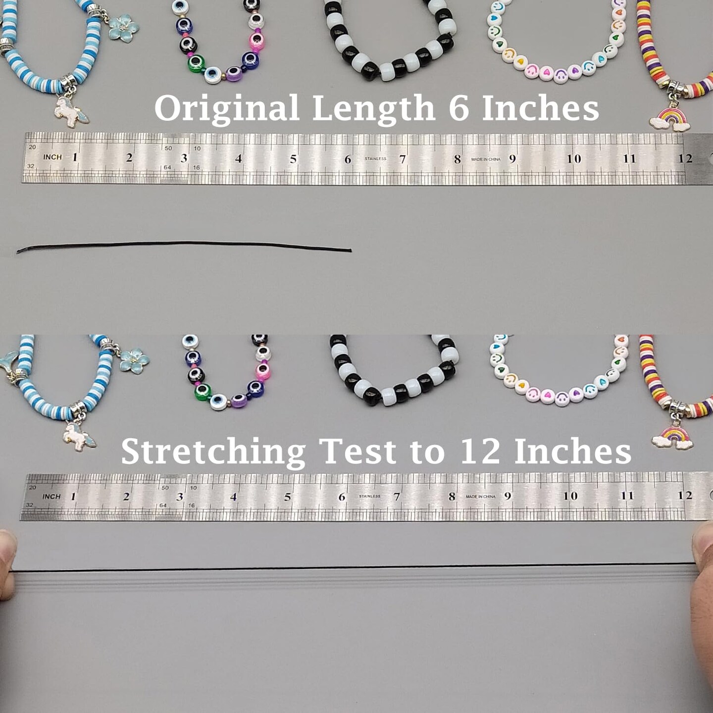 Stretchy String for Bracelets, 2 Rolls 1 mm Sturdy Elastic String Elastic Cord for Jewelry Making, Necklaces, Beading (Black)