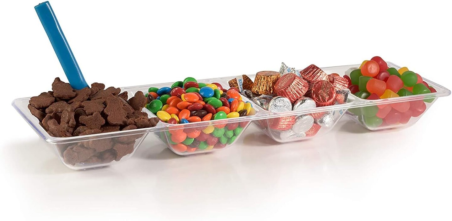 &#xA0;Premium Quality -Rectangle Plastic Disposable Serving Trays for Parties - Heavy Duty Serving Platter and Serving Trays for Eating