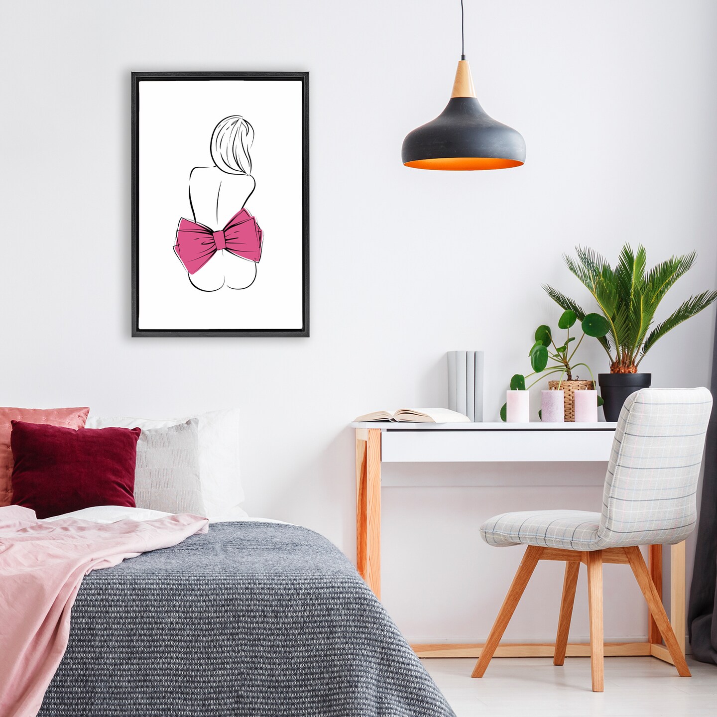 Stupell Industries Pink Bow Nude Floating Frame, design by Martina Pavlova