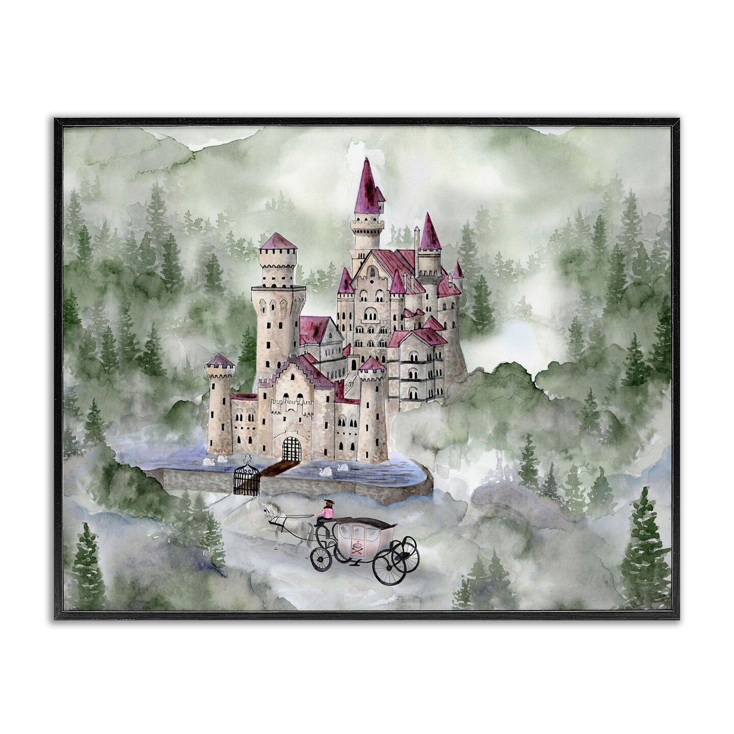 Stupell Industries Elegant Carriage to Castle Framed Giclee, design by Brett Blumenthal