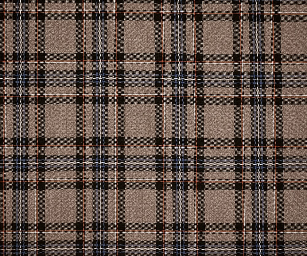 Brown-Orange-Multi Wool-Poly Plaid Woven Shirting Fabric By the Yard