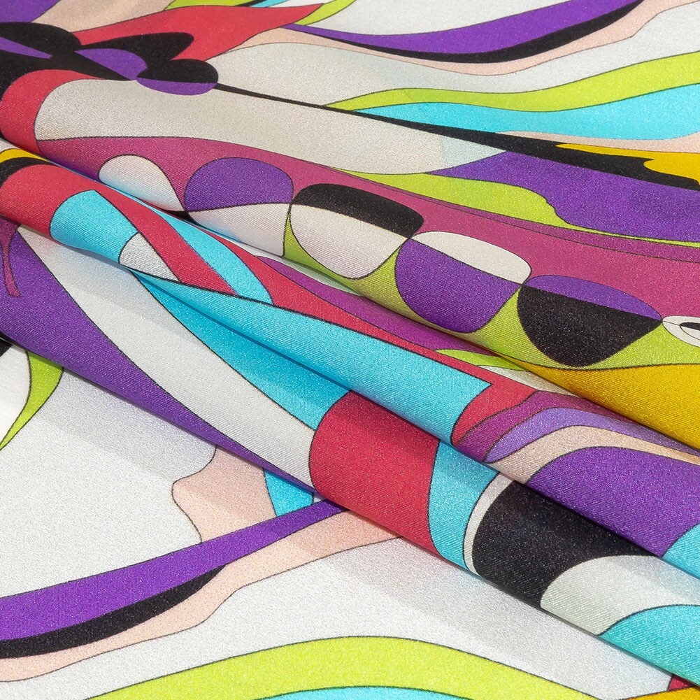 1 Yard Italian Silk Charmeuse Organic Geometry 52" Wide Luxury Fabric for Dresses & Blouses