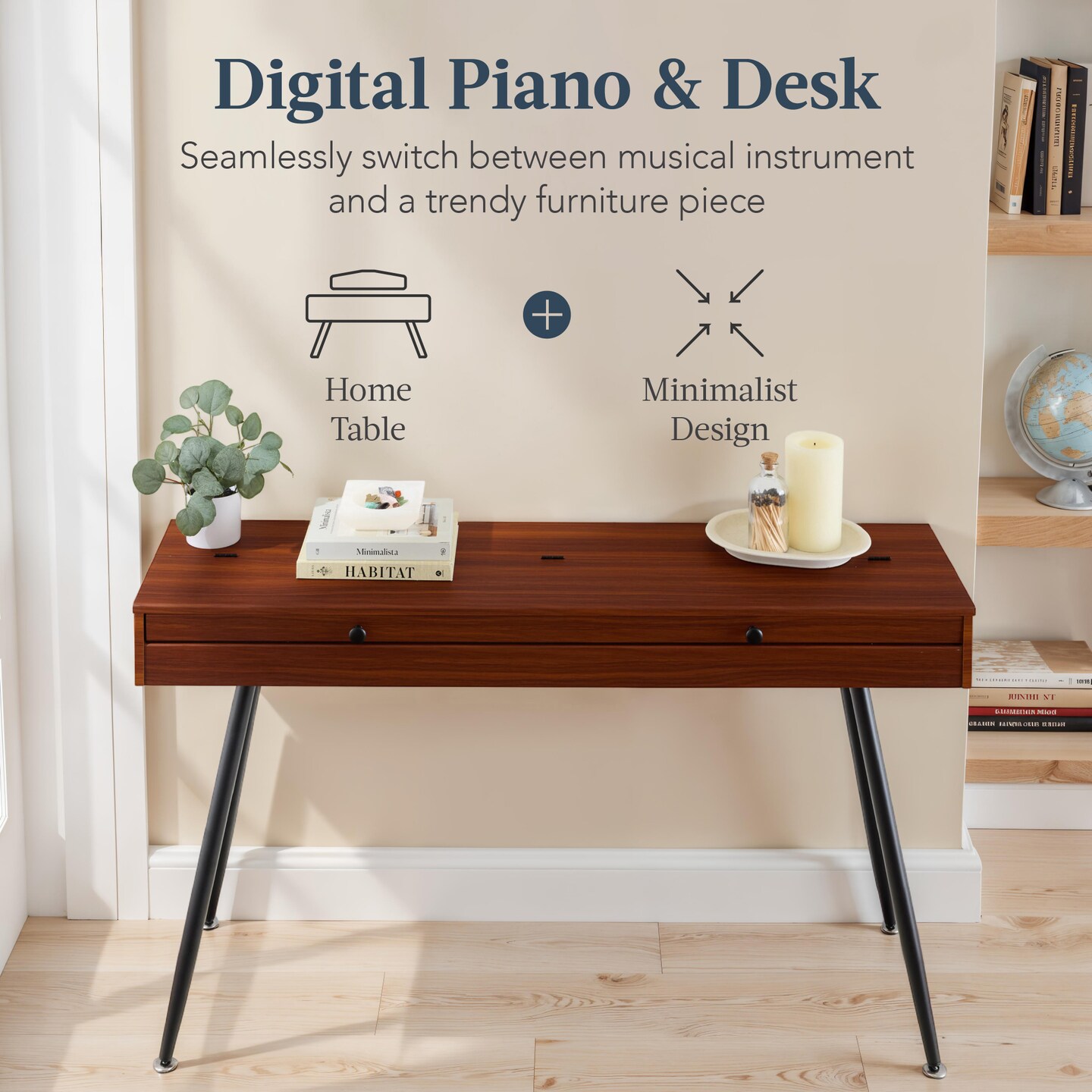 Best Choice Product Modern 88 Key Fully Weighted Desk Style Digital Piano w/ Metal Legs, 3 Sustain Pedal