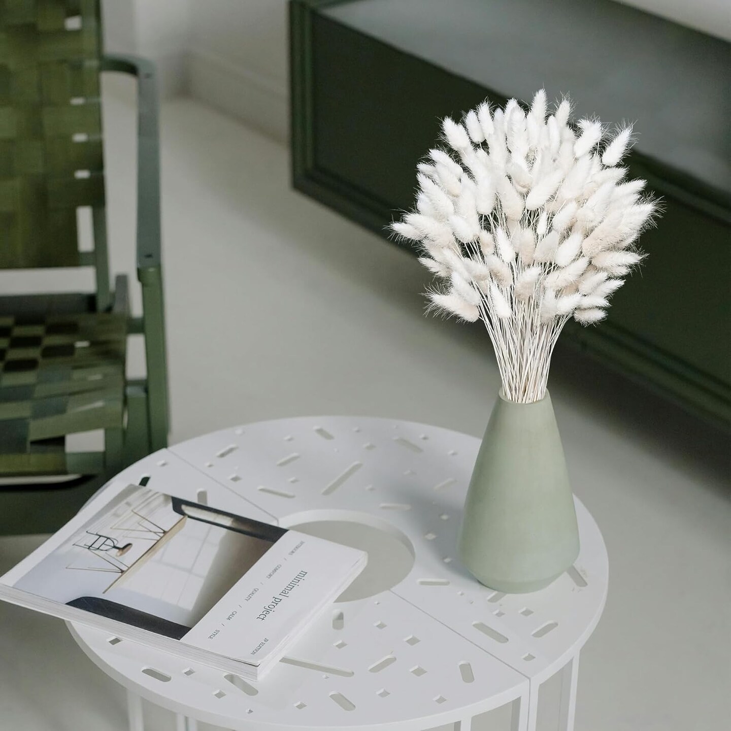 120 PCS White Dried Pampas Grass (&#x9;White )