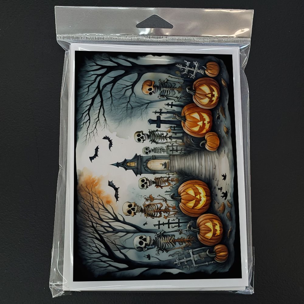 Edge Collections - 5&#x22; x 7&#x22; - Multicolor - Skeleton Spooky Halloween Greeting Cards - 8 Pieces