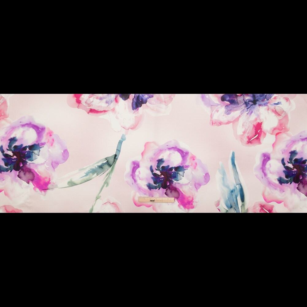 1 Yard Premium Italian Watercolor Floral Silk Organza Barely Pink Red Violet 55" Width