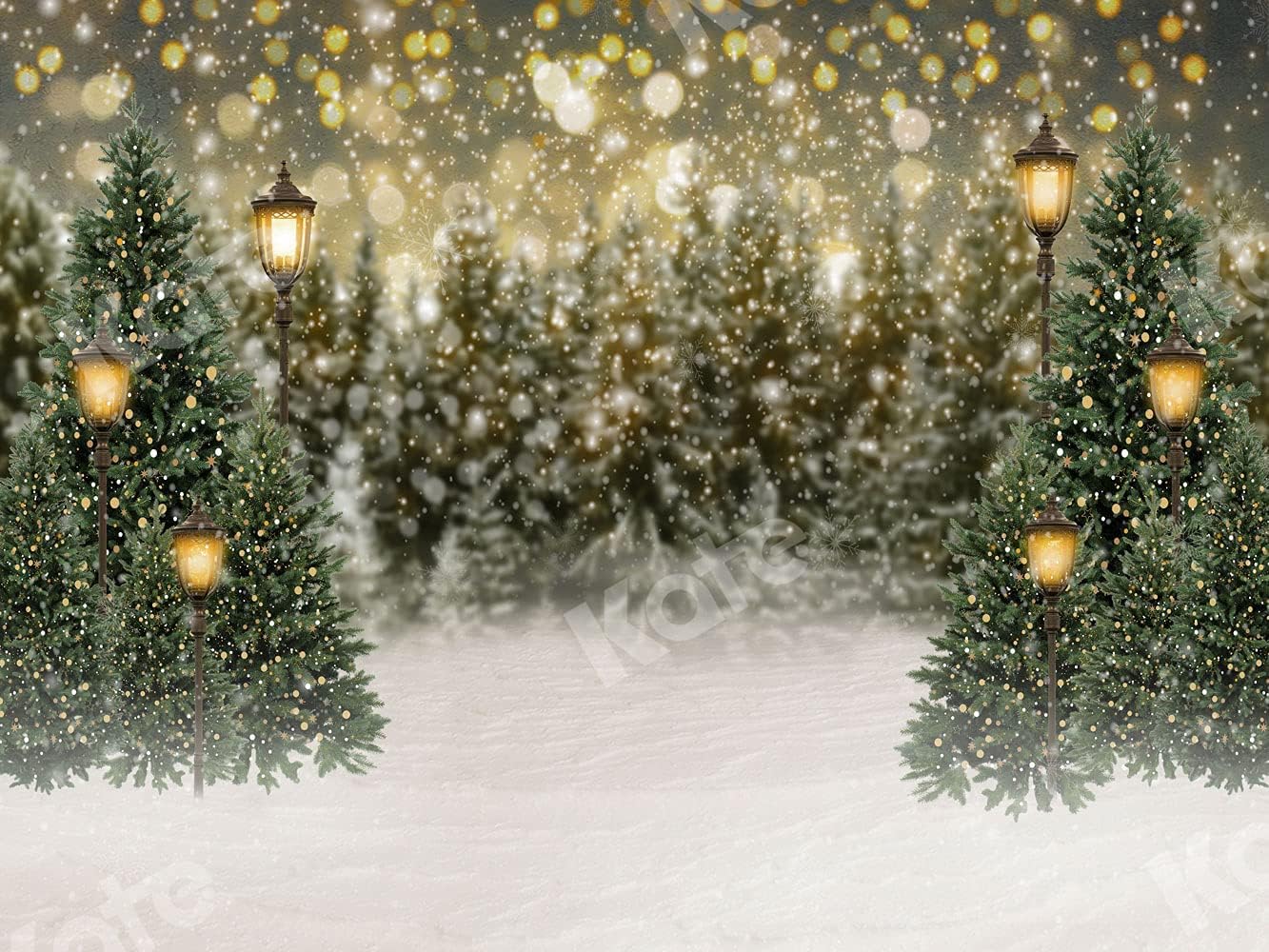 7&#xD7;5ft Bokeh Snow Christmas Tree Photo Backdrop (&#x9;Random color) 7&#xD7;5ft