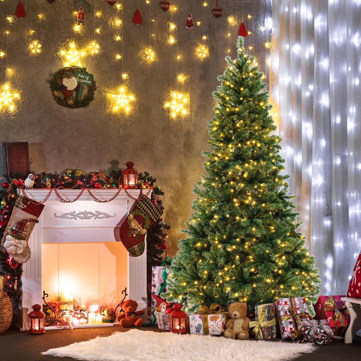 Artificial Christmas Tree with Hinged PVC Branches and LEDs