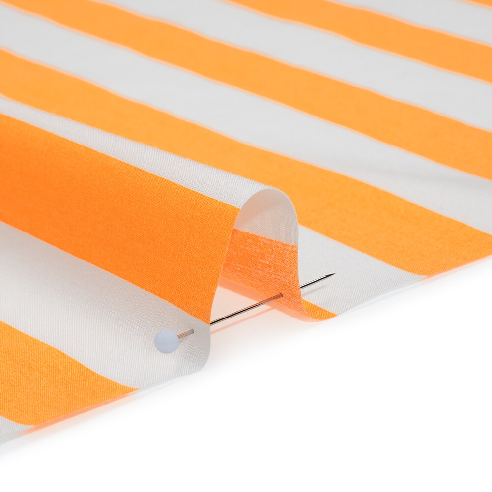 1 Yard Saffron Yellow and White Awning Stripes Cotton and Rayon Shirting Deadstock