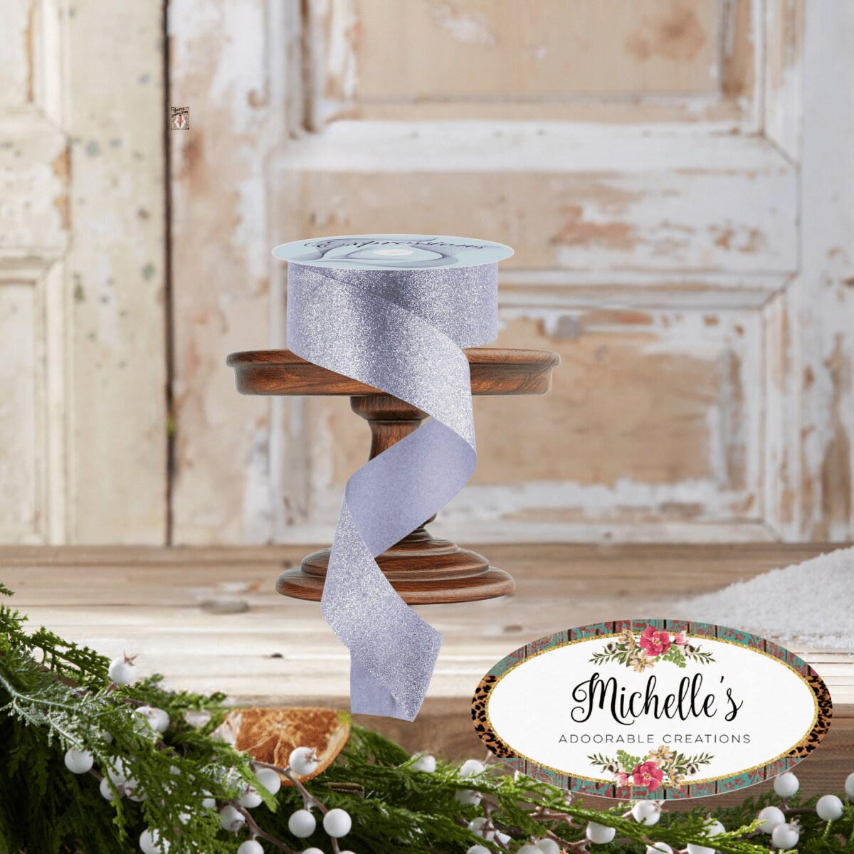 1.5&#x22; Shimmer Glitter Satin Ribbon: Silver (25 Yards)