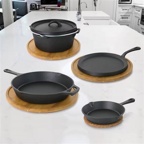 Cast Iron 5-Piece Cookware Set with Griddle, Skillets and Dutch Oven for Home Cooking