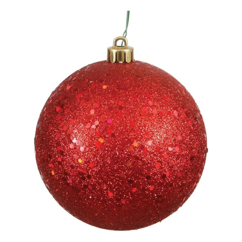 Vickerman 10&#x22; Red Sequin Ball Drilled Cap - N592503DQ