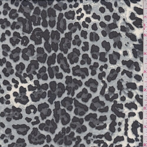 Ivory/Charcoal/Grey Mini Cheetah Georgette Fabric By the Yard