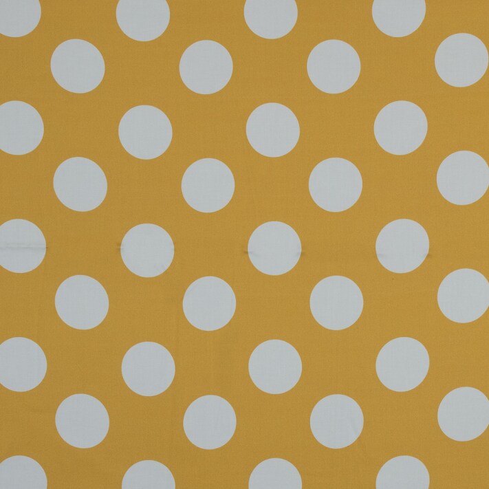 1 Yard Yellow Polka Dots Stretch Cotton Sateen White Snow fabric