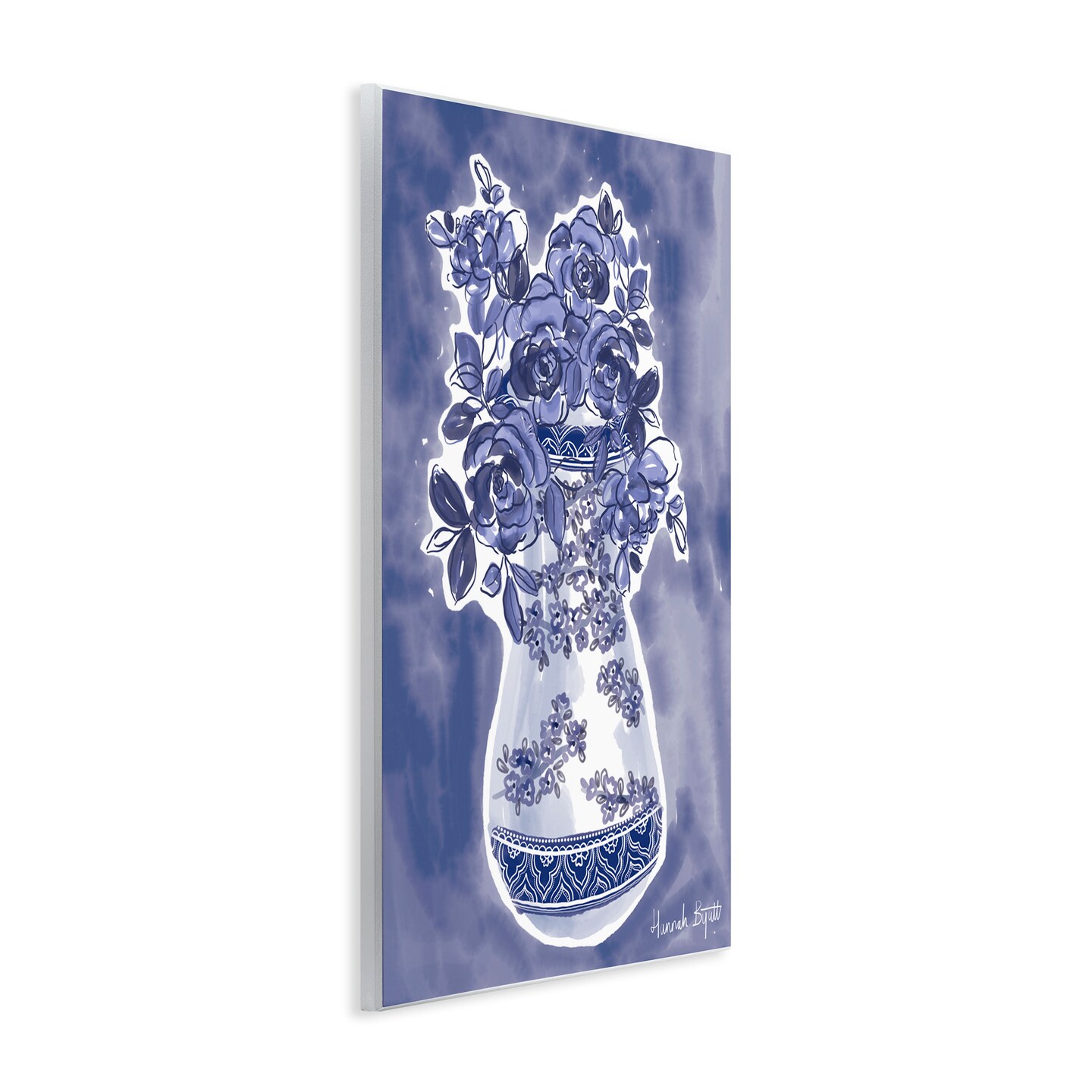 Stupell Industries Chinoiserie Vase on Blue Wall Plaque, design by Hannah Byatt