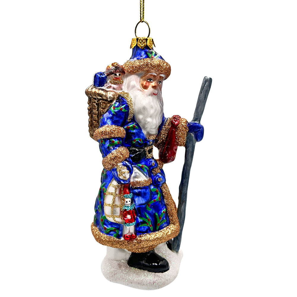 Victorian Vagabound Santa Claus Glass Christmas Ornament, Purple Tree Decor
