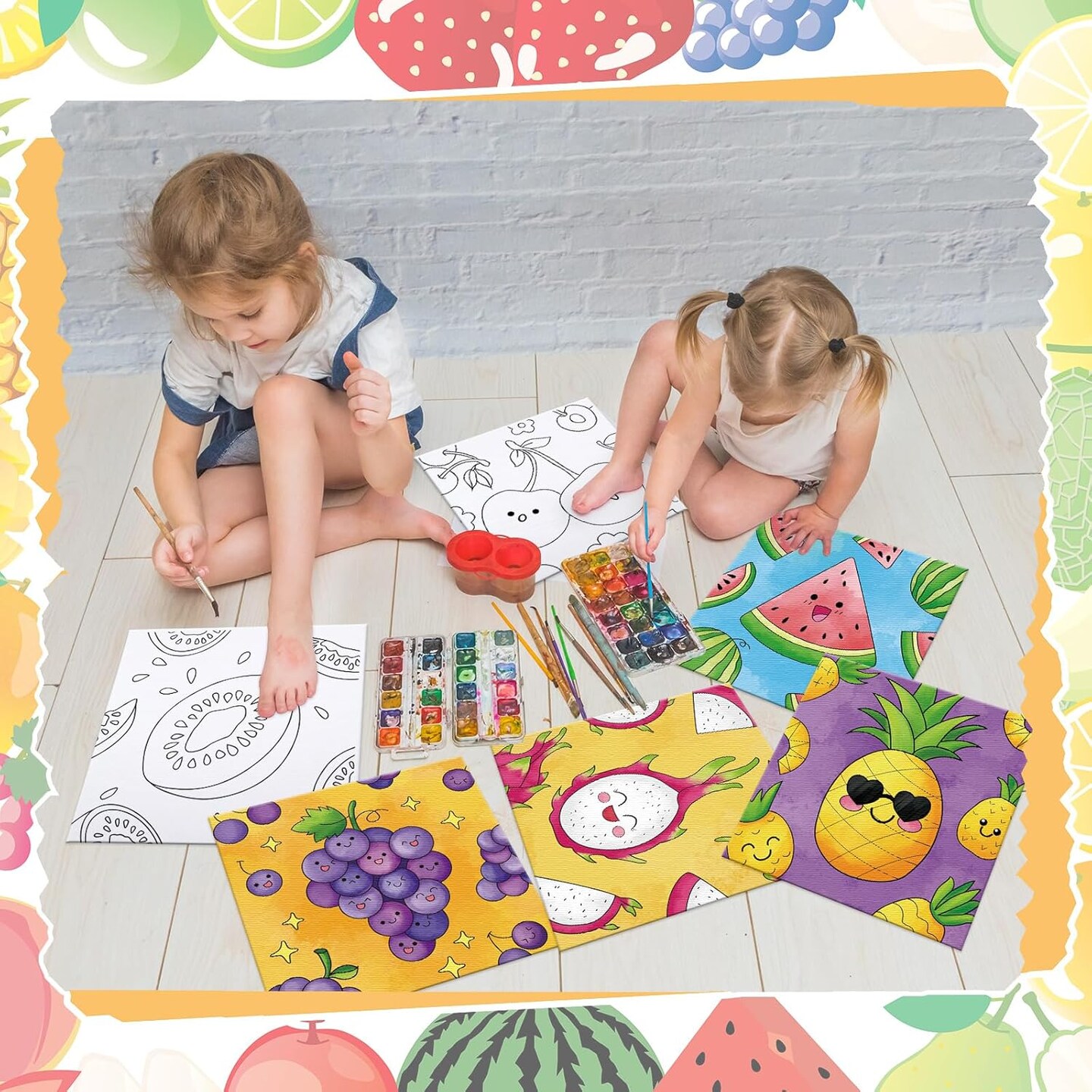 12 Packs Pre Drawn Canvas to Paint (	fruit) 7 x 5 x 0.99 inches