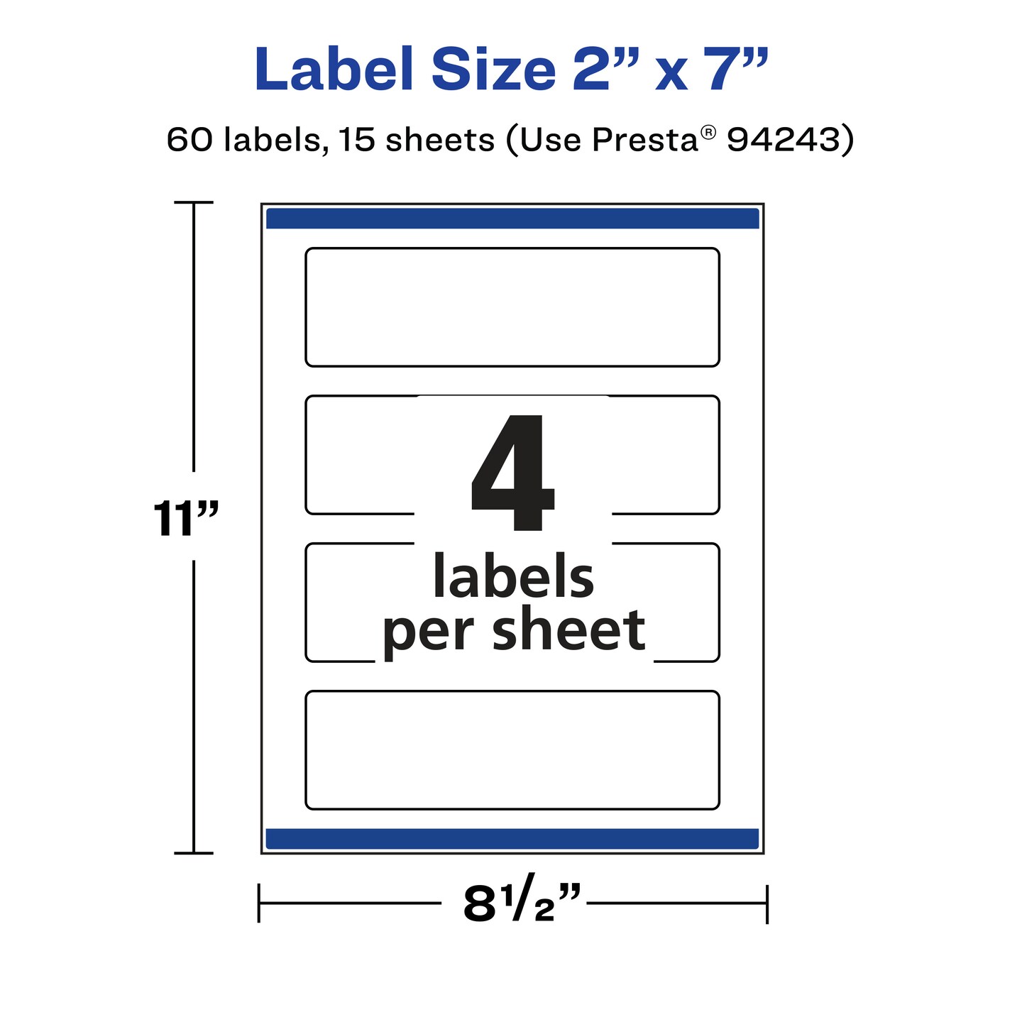 Avery Matte White Removable Rectangle Labels with Sure Feed Technology, Print-to-the-Edge, 2" x 7"