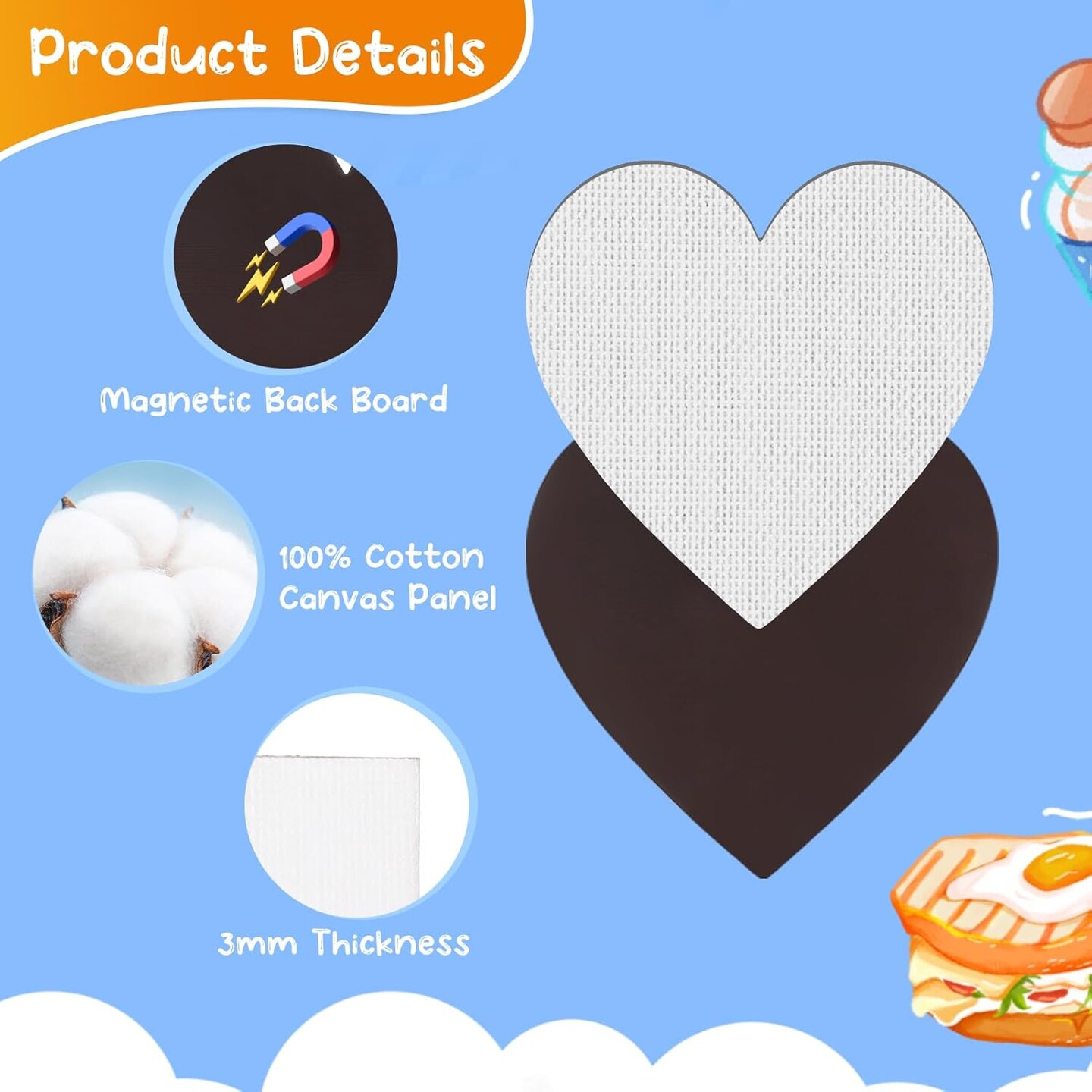 60 Pcs Magnetic Canvas Panel Mini Canvas Boards for Painting(White)