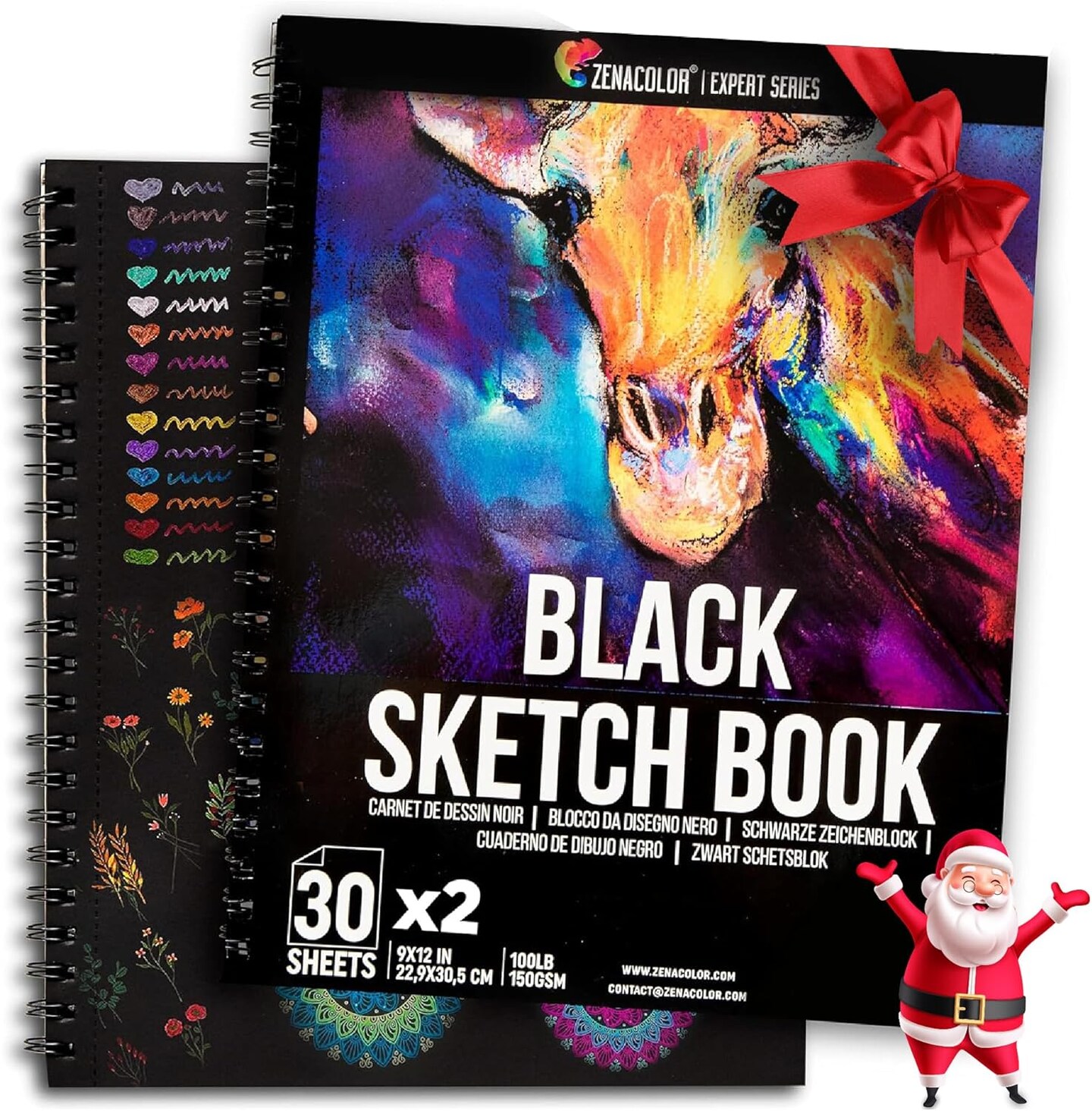 Pack of 2 Black Sketchbook - 9&#x22; x 12&#x201D; (60 Sheets)