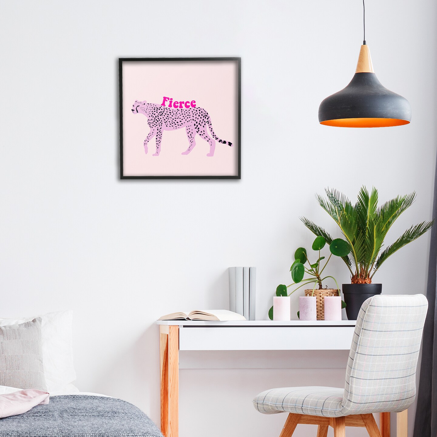 Stupell Industries Fierce Cheetah on Pink Framed Giclee, design by Ashley Singleton