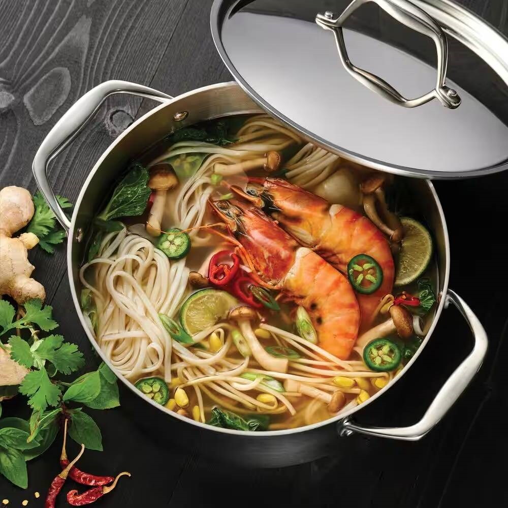 Stainless Steel 5 Qt Dutch Oven with Lid and Induction Compatible Oven Safe Up to 500°F