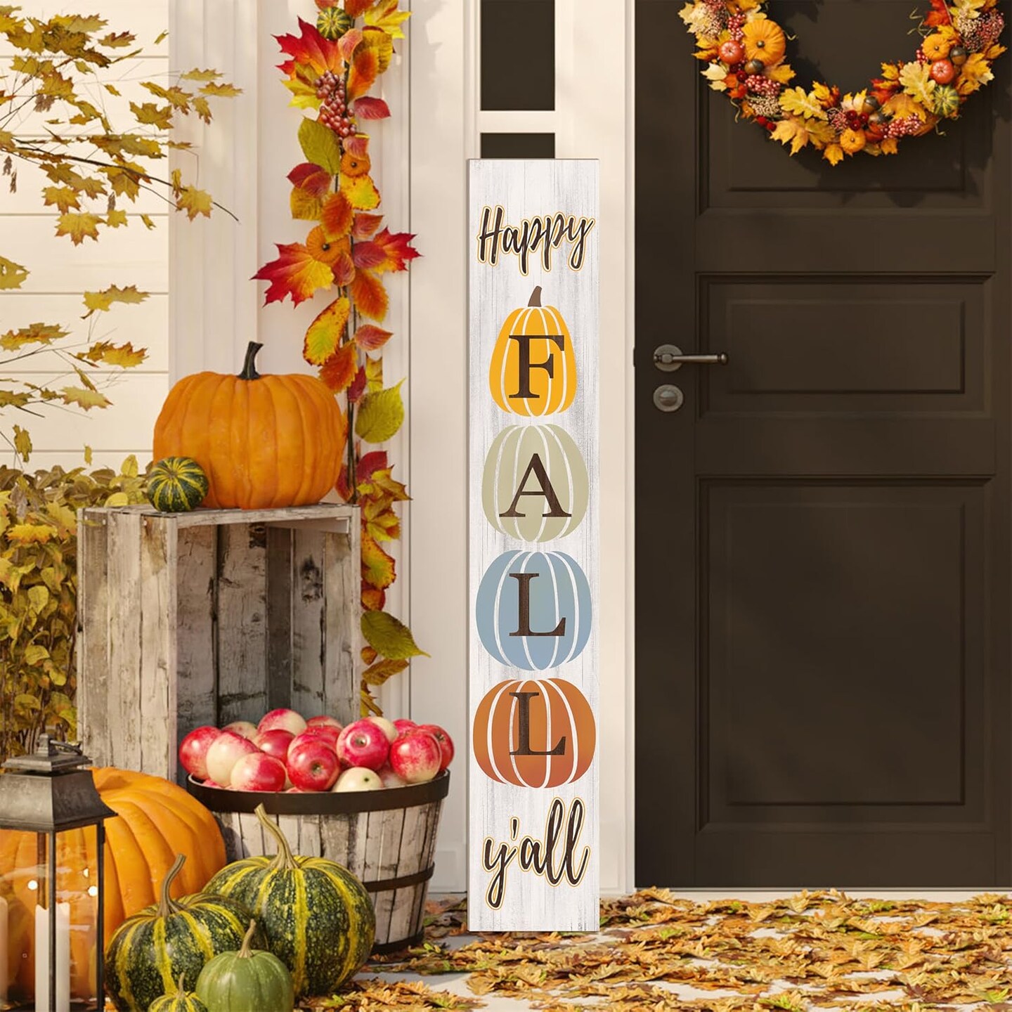 Happy Fall Y&#x27;all Porch Sign (&#x9;White)