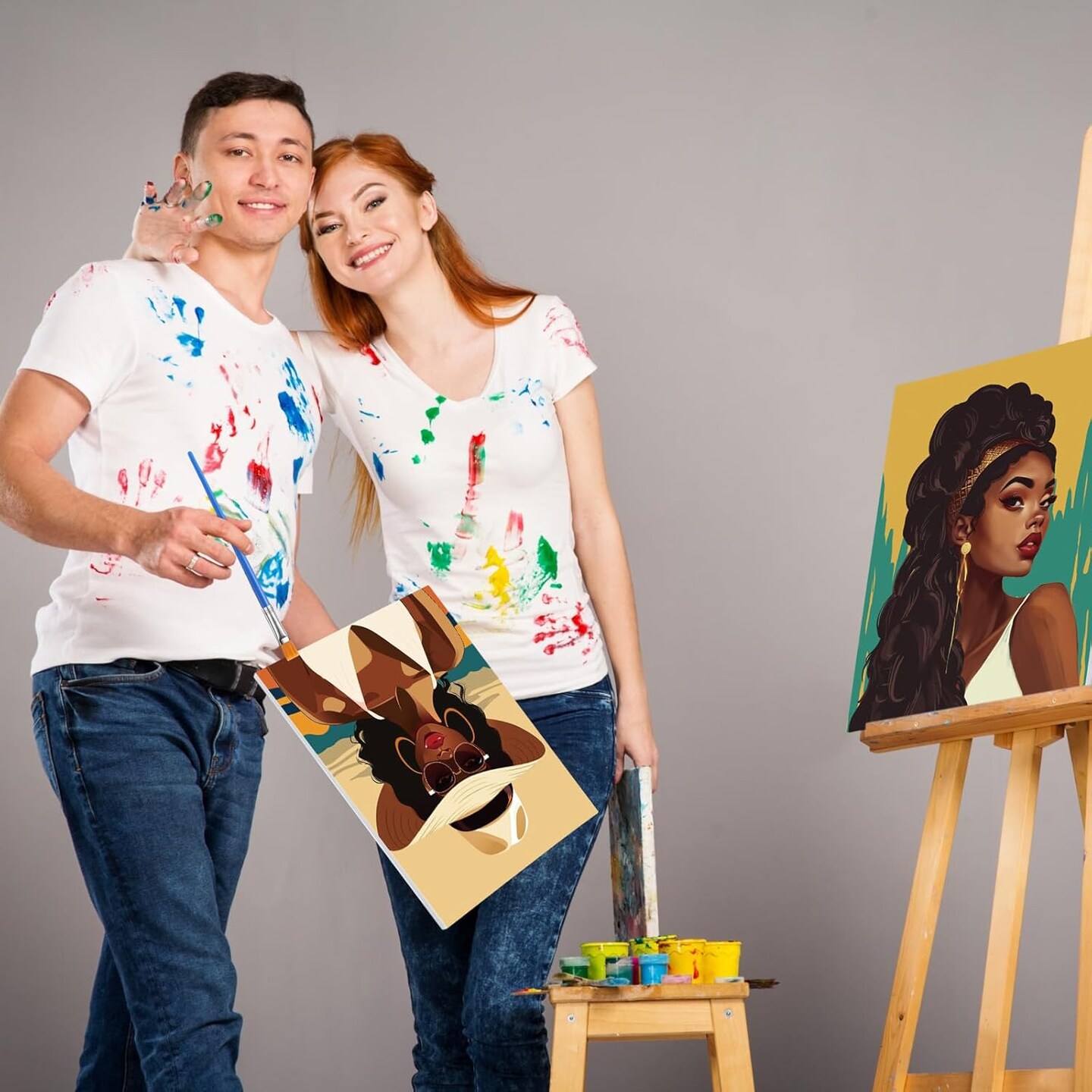 12 Pack Pre Drawn Canvas Painting Kits - 8&#x22; x 10&#x22; (Adult Couples)