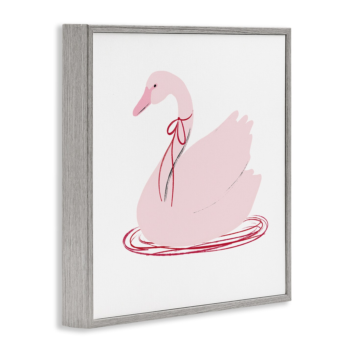 Stupell Industries Pink Swan with Bow Framed Giclee, design by Lucille Price