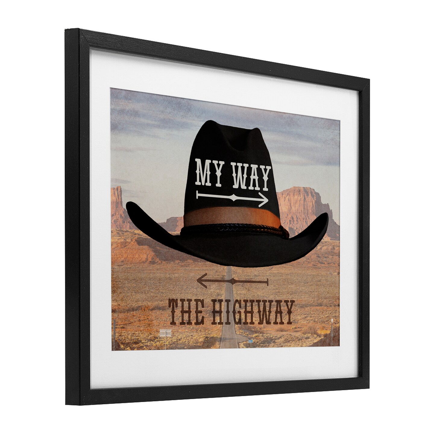 Stupell Industries My Way or Highway Cowboy Framed Print Under Glass, design by Marcus Prime
