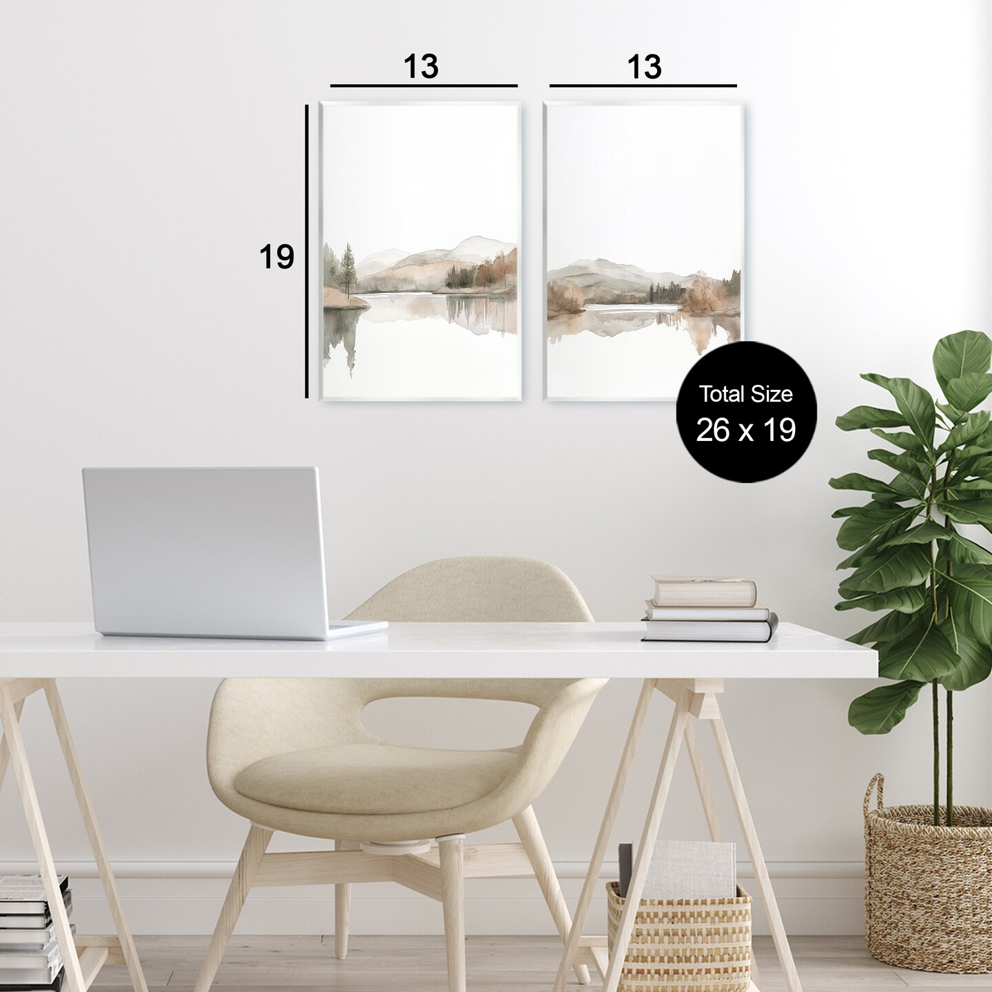 Stupell Industries Softly Flowing Landscape 2pc Wall Plaque Set, design by Mona Grace