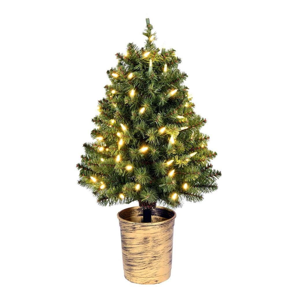 Vickerman 26" Potted Tifton Cone Topiary Artificial Christmas Tree Warm White Dura-lit LED Lights