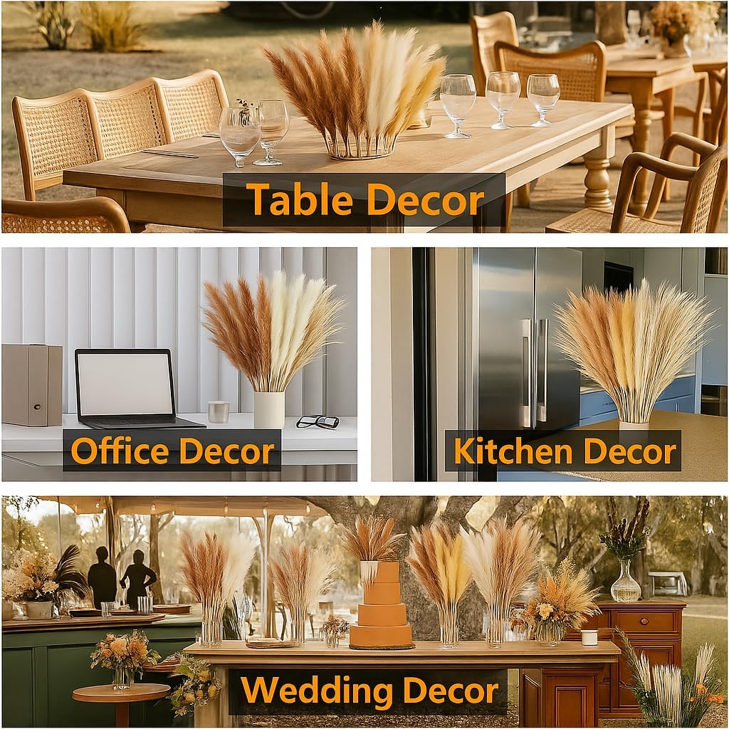 105PCS Natural Boho Wedding Flowers with Bunny Tails &#x26; Reed Grass(Natural,white,brown,beige)