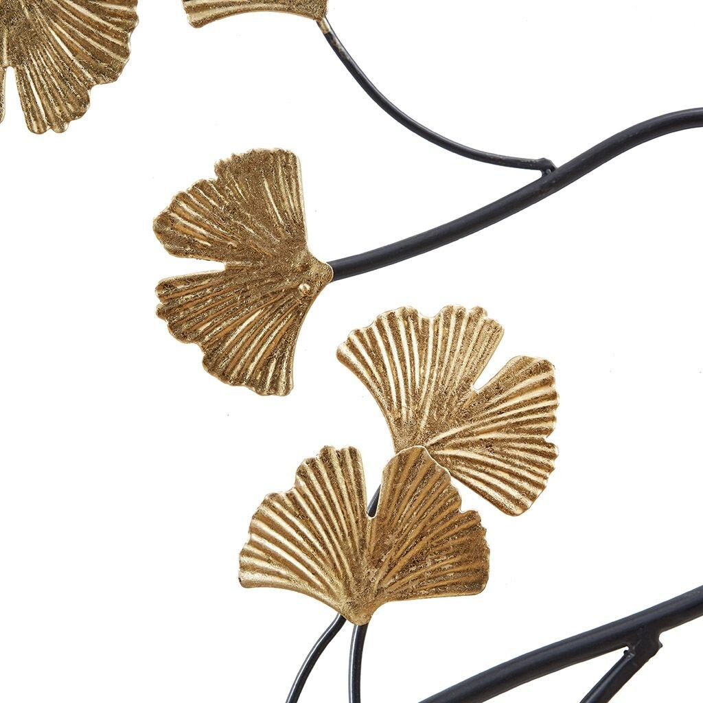Edge Collections - 30" x 30" - Gold - Madison Park Gold Ginkgo Leaves Metal Wall Decor Set - 3 Piece