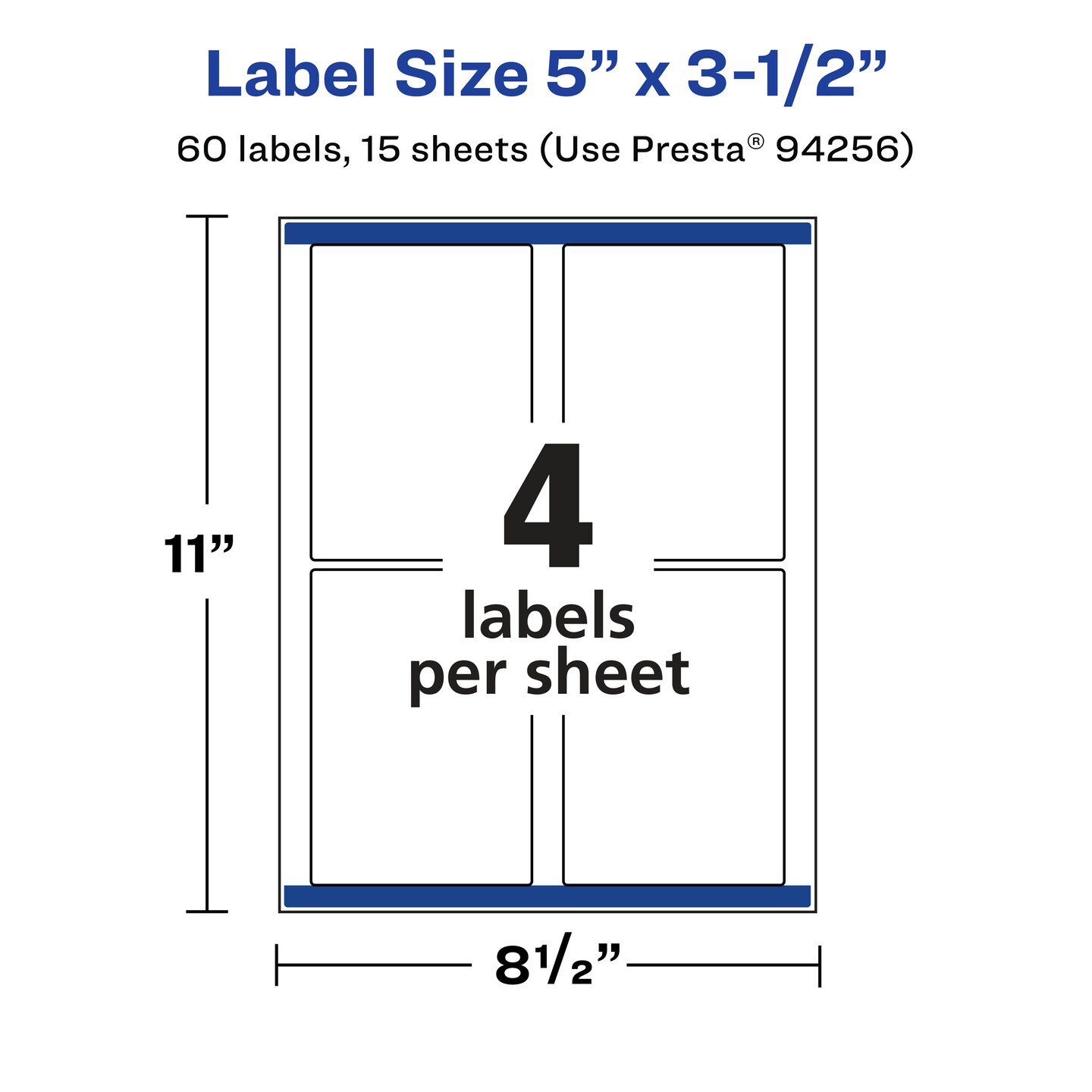 Avery Matte White Removable Rectangle Labels with Sure Feed Technology, 5" x 3.5"