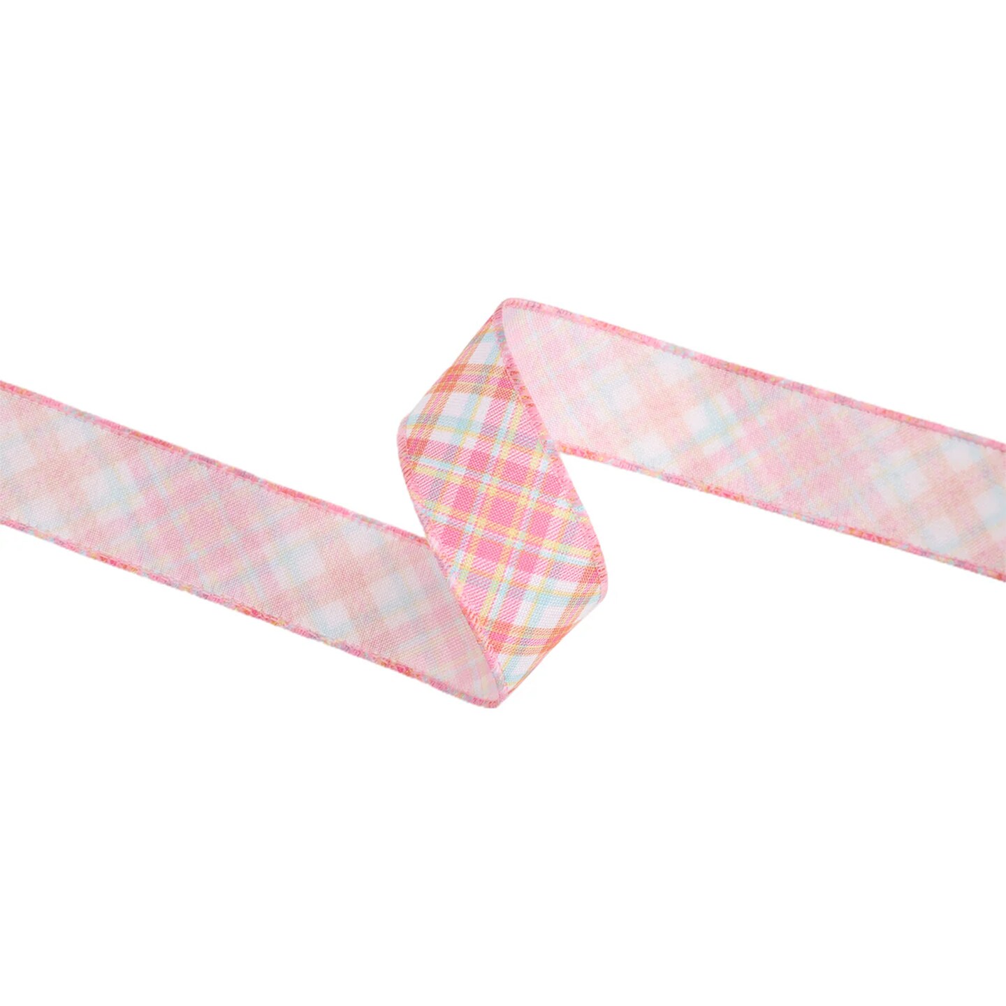 LaRibbons 1 1/2" Wired Ribbon | Pink Bias Plaid | 10 Yard Roll