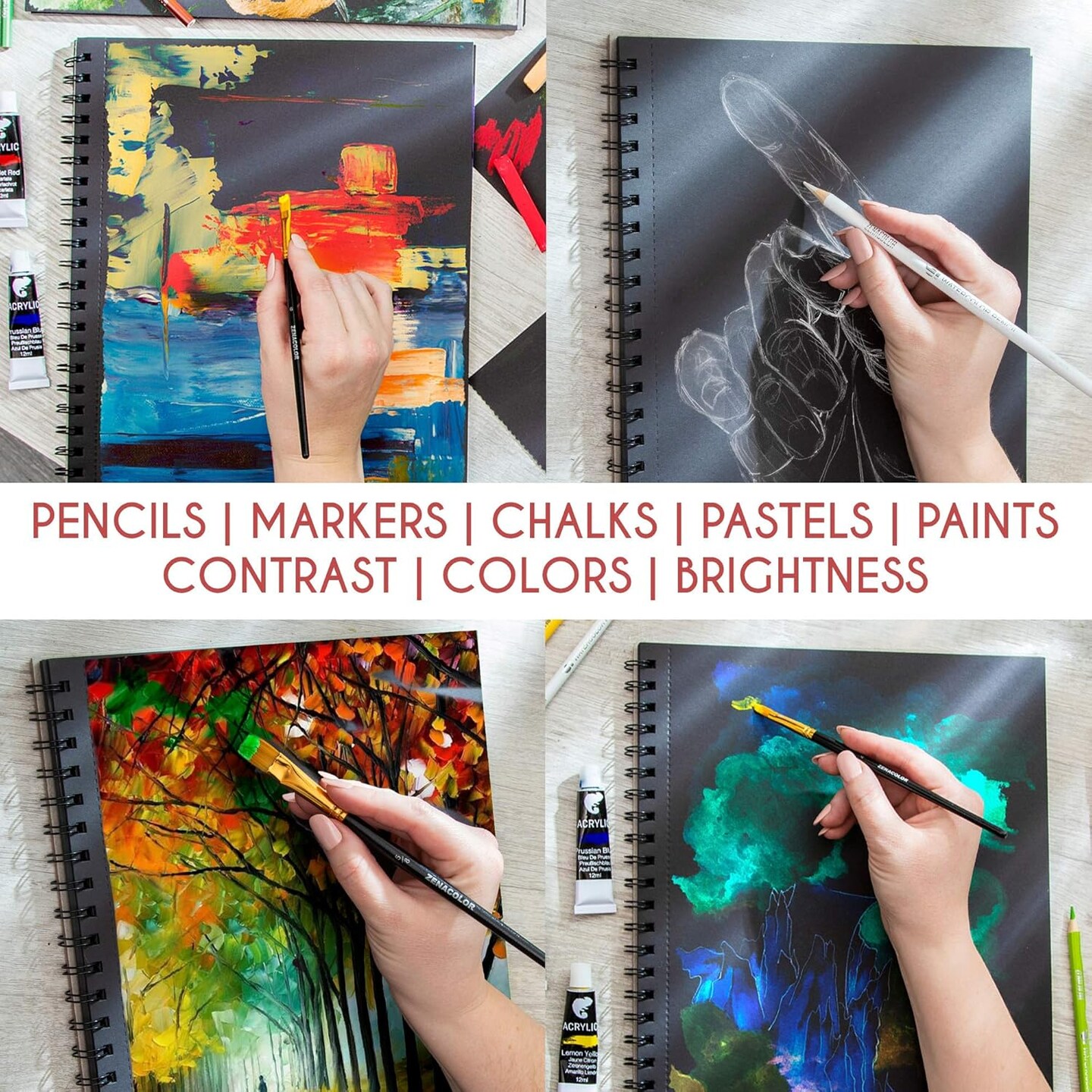 Pack of 2 Black Sketchbook - 9&#x22; x 12&#x201D; (60 Sheets)