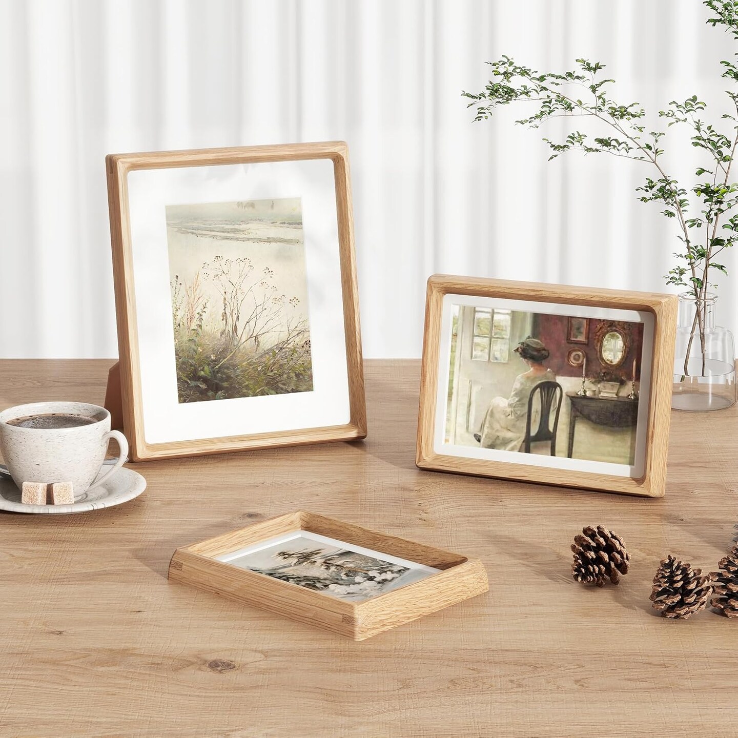 11 Picture Frame, USA-Sourced Oak Wood Photo Frame with HD