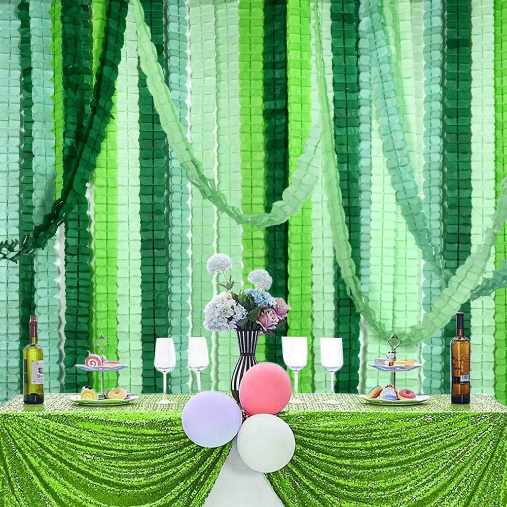 12PCS Four Leaf Clover Paper Garland 120ft Green Theme Party Streamer Tissue Flower Hanging Garland for Wedding Baby Shower Christmas Birthday St.Patrick's Party Decor
