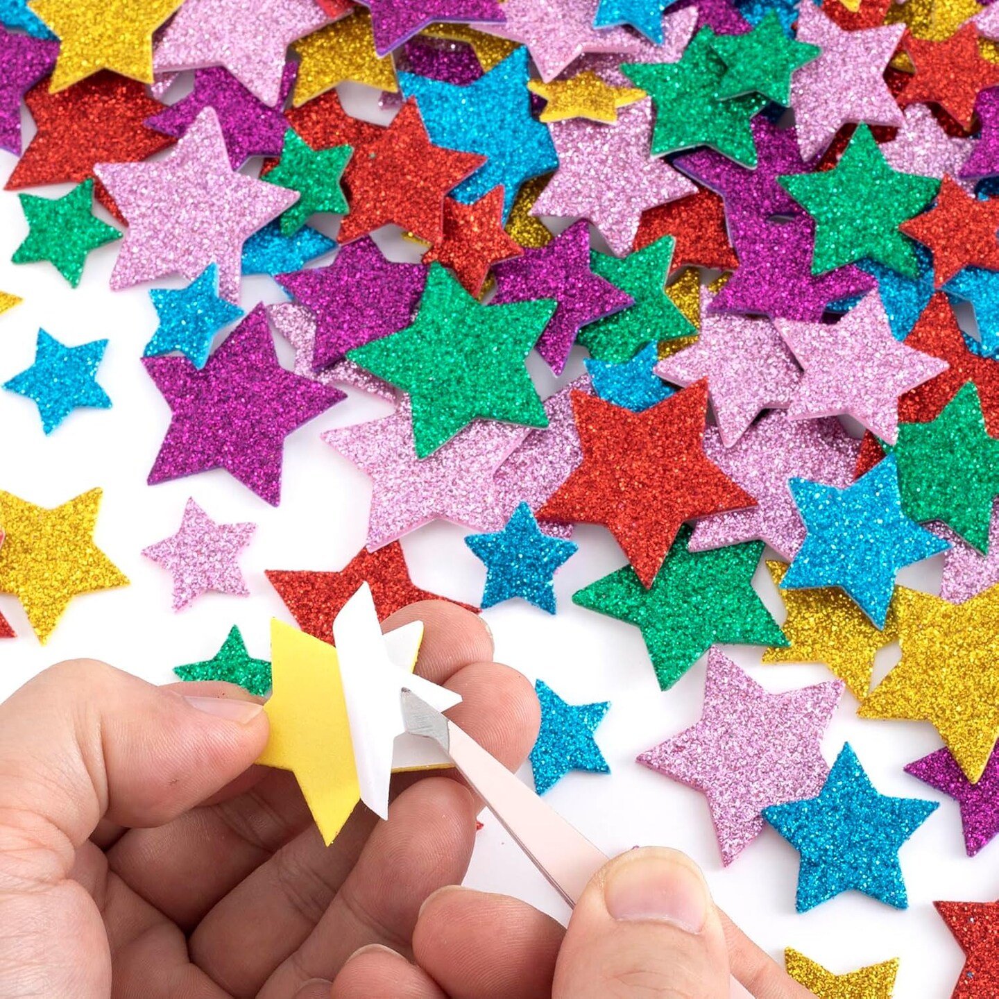 540pcs Foam Star Stickers, Colorful Self Adhesive Glitter Star Stickers, Sparkle Small Star Stickers for Arts Craft Supplies, Home Decoration,