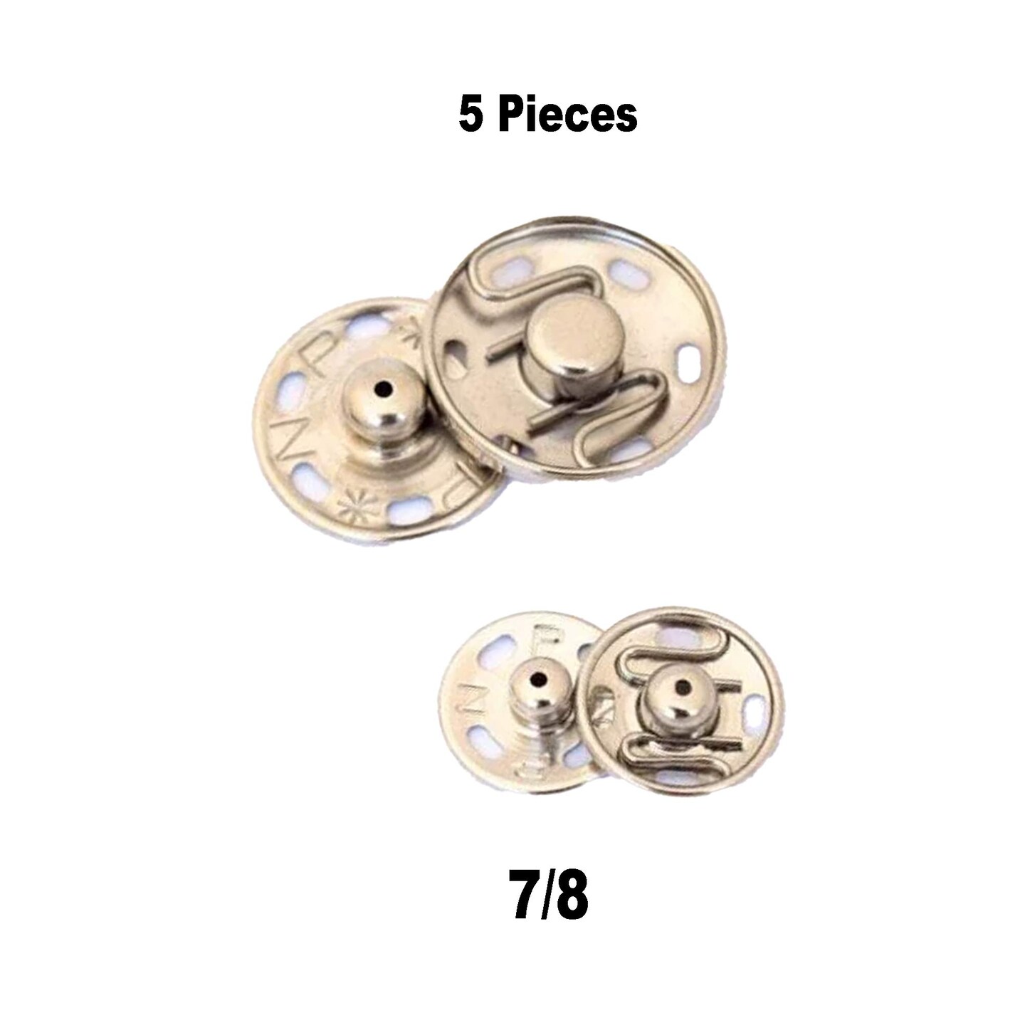 12 Nickel Silver Sew On Metal Snap Buttons Two-Part Closure 7/8 Inch