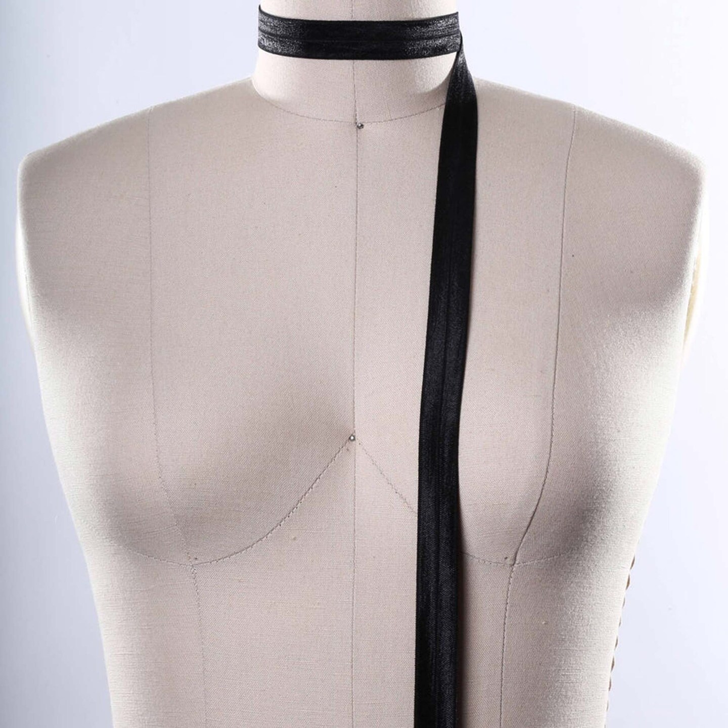 5/8" Shiny Black Fold Over Elastic Trim Soft Bias Stretch 3 Yards