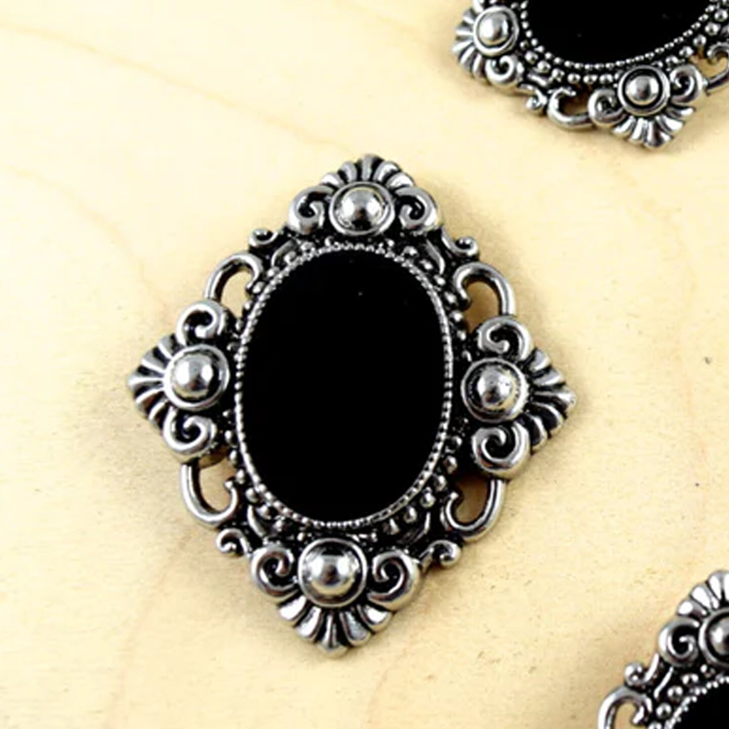 1 Piece Vintage Gothic Silver Cameo Pendants Large 2.25 x 2 Inch