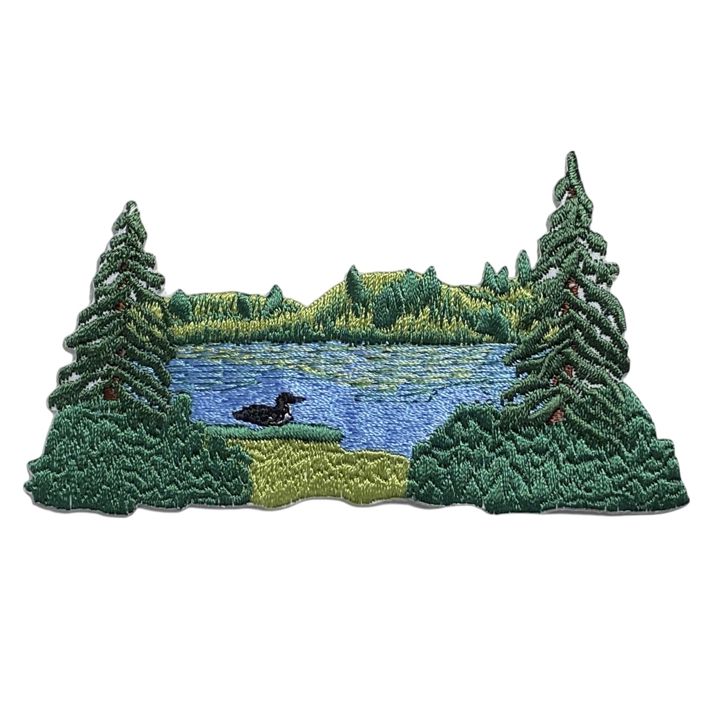 Lake Scene with Loon, Nature, Embroidered, Iron on Patch