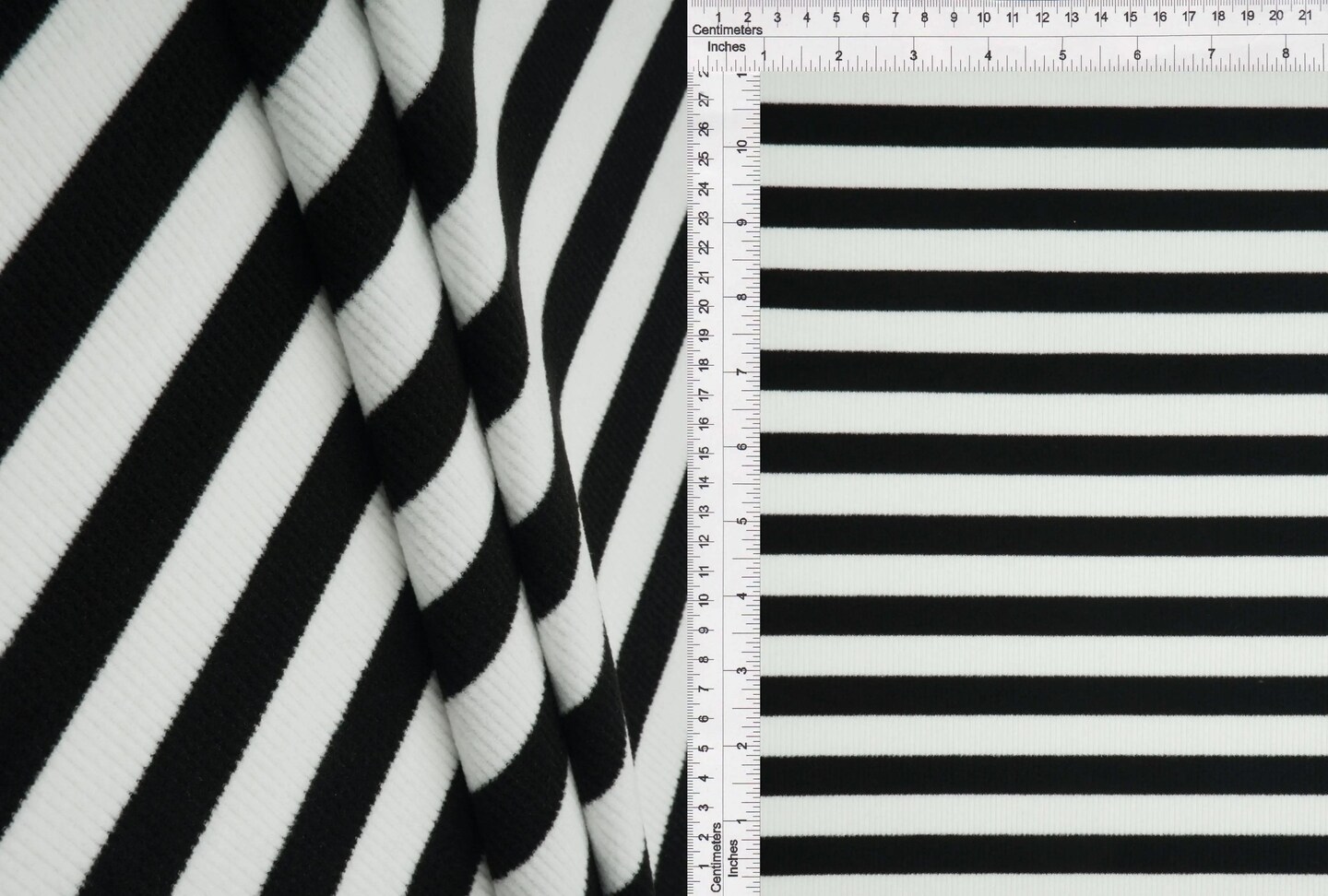 1 Yard 2x2 Cool Stripe Fleece Rib Knit Fabric, 50/52″ Wide Polyester Spandex Blend