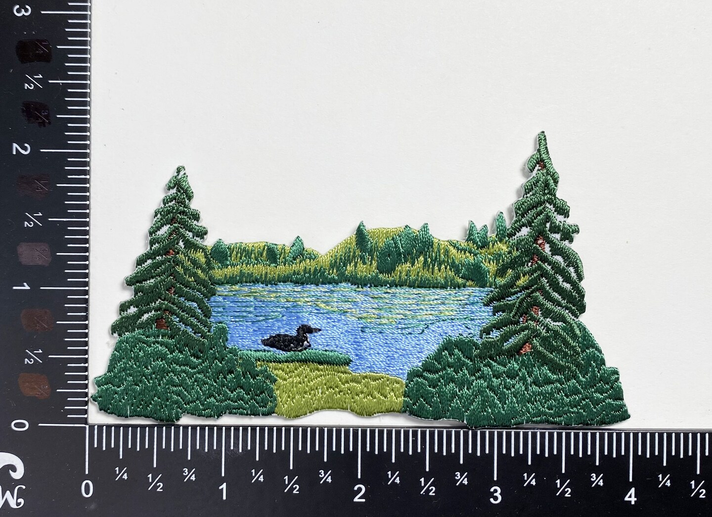 Lake Scene with Loon, Nature, Embroidered, Iron on Patch