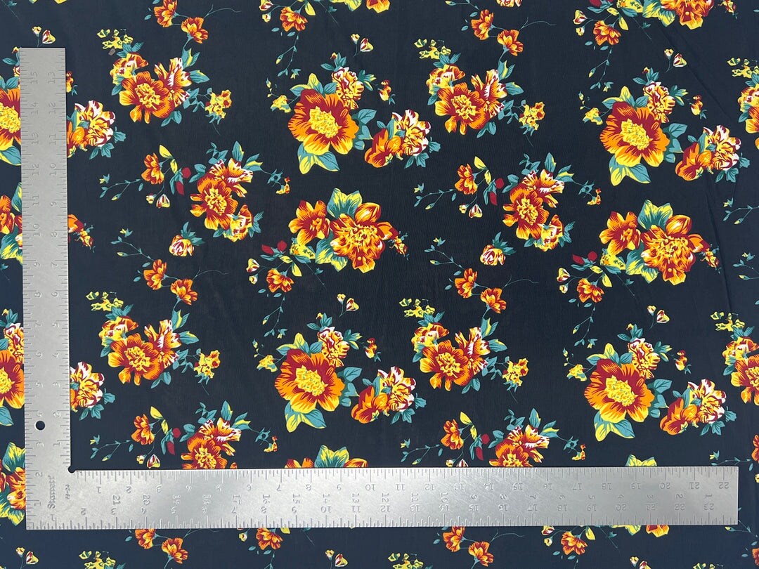 1 Yard ITY Knit Floral Print Fabric for Dresses and Apparel 58/60 ...