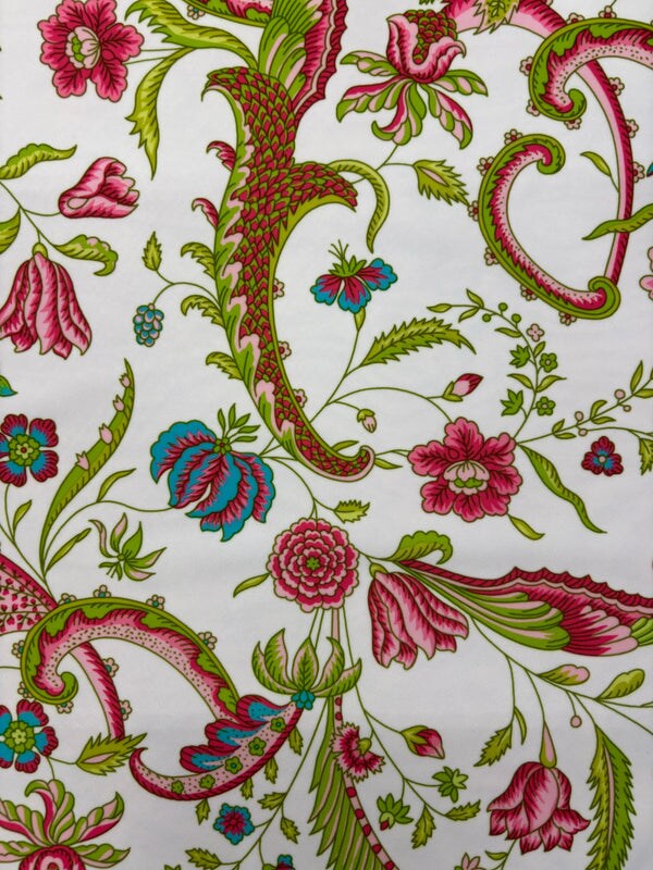 1 Yard Teal Pink Paisley Spandex Fabric Four Way Stretch Activewear Swimwear Costume Leggings Material 58/60 Inch Width