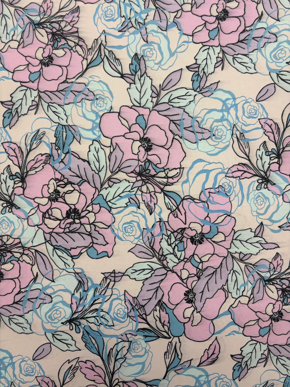 1 Yard Stretch Floral Spandex Fabric for Swimwear Dancewear Activewear 58/60 Inches Wide