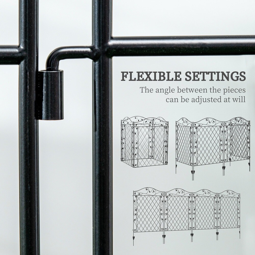 4-Pack Metal Garden Fence Panels 11.5&#x27; Rust-Resistant